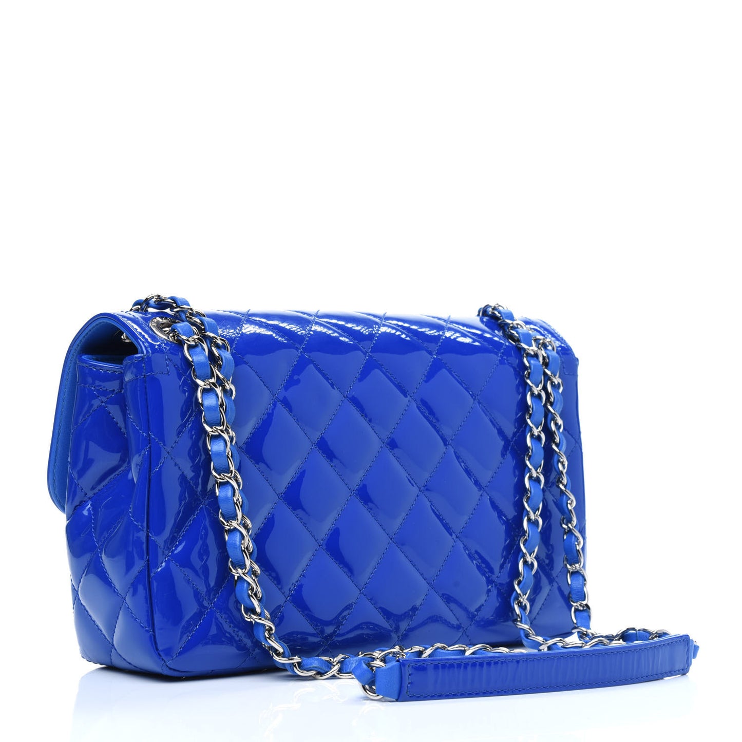Patent Quilted Large Coco Shine Flap Blue