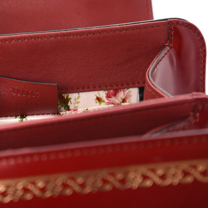 Gucci Calfskin Lisse Cornice Crystal Mini Thiara Top Handle Bag Cerise Red Gold Multicolor 9 of 10