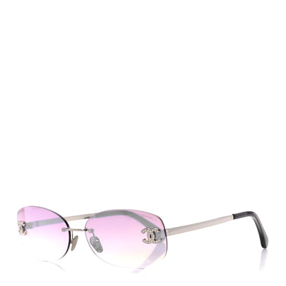 Chanel Metal Mirrored Crystal CC Oval Sunglasses 71559 Pink 1 of 9