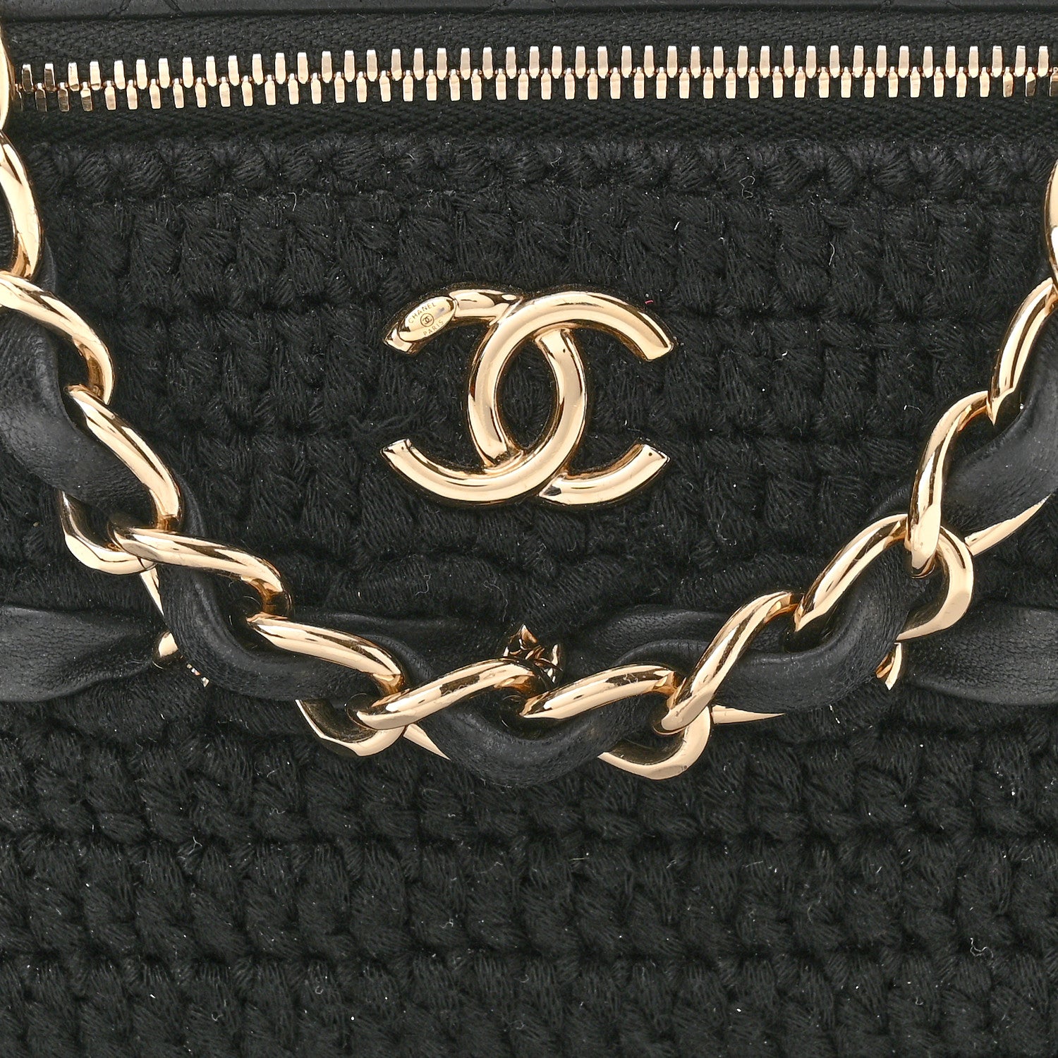 Chanel Lambskin Crochet Quilted Small Vanity Case With Chain Black 8 of 11
