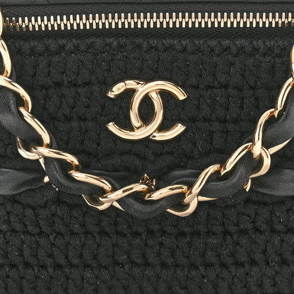 Chanel Lambskin Crochet Quilted Small Vanity Case With Chain Black 8 of 11