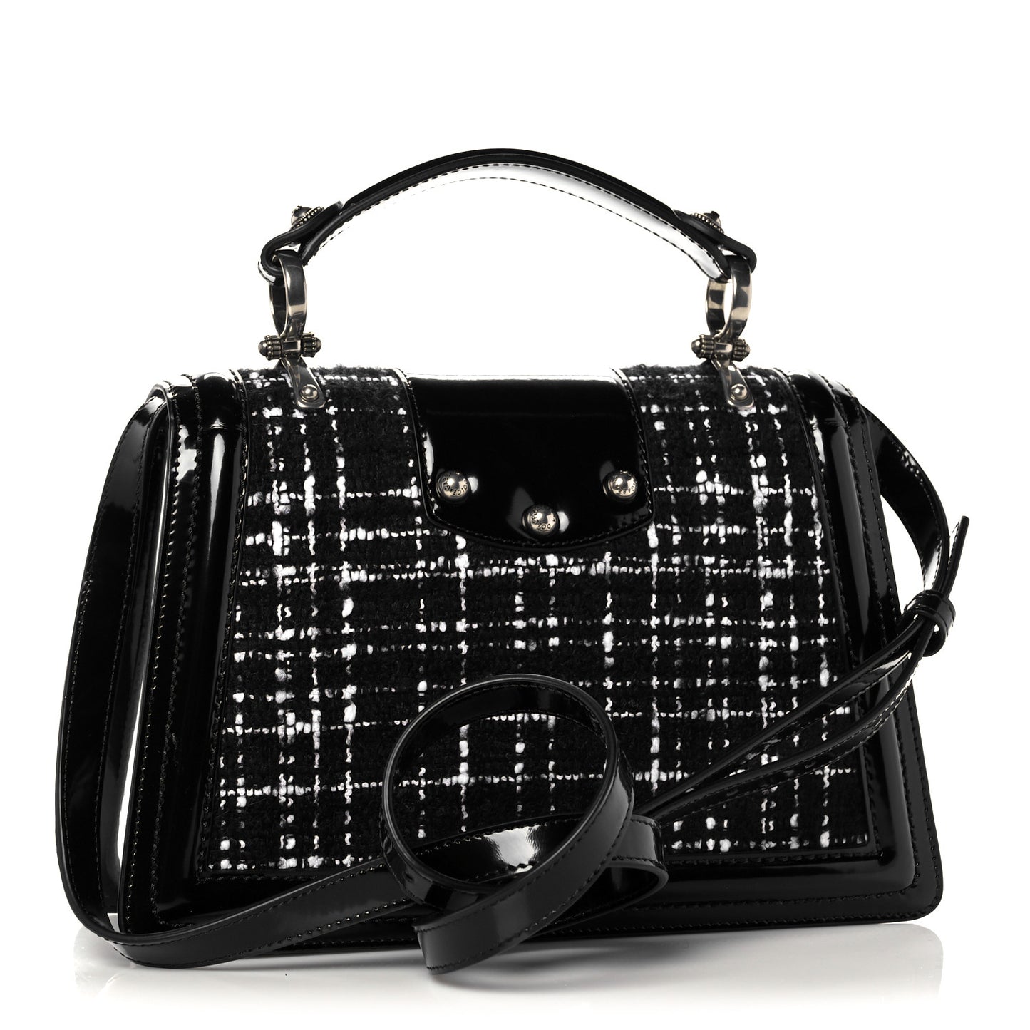 Polished Calfskin Tweed DG Amore Envelope Bag Black