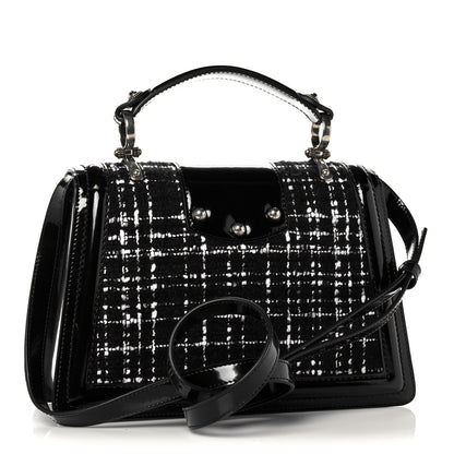 Dolce & Gabbana Polished Calfskin Tweed DG Amore Envelope Bag Black 3 of 16