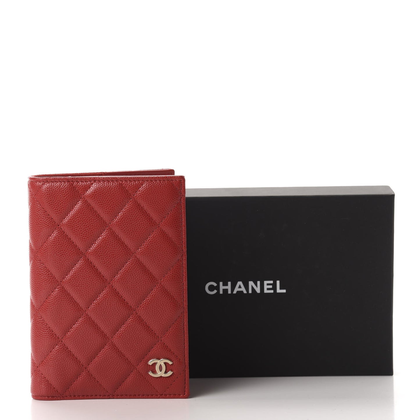 Caviar Quilted Passport Holder Red