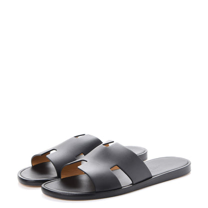 Hermes Calfskin Mens Izmir Sandals 42 Black 3 of 11