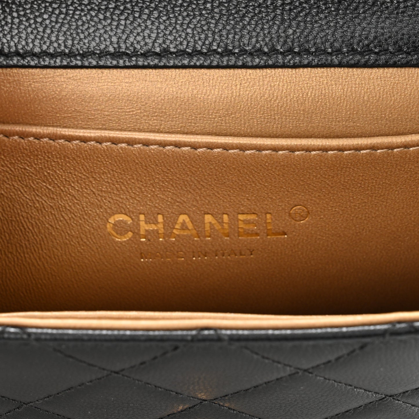Goatskin Quilted Chic Pearls Flap Black
