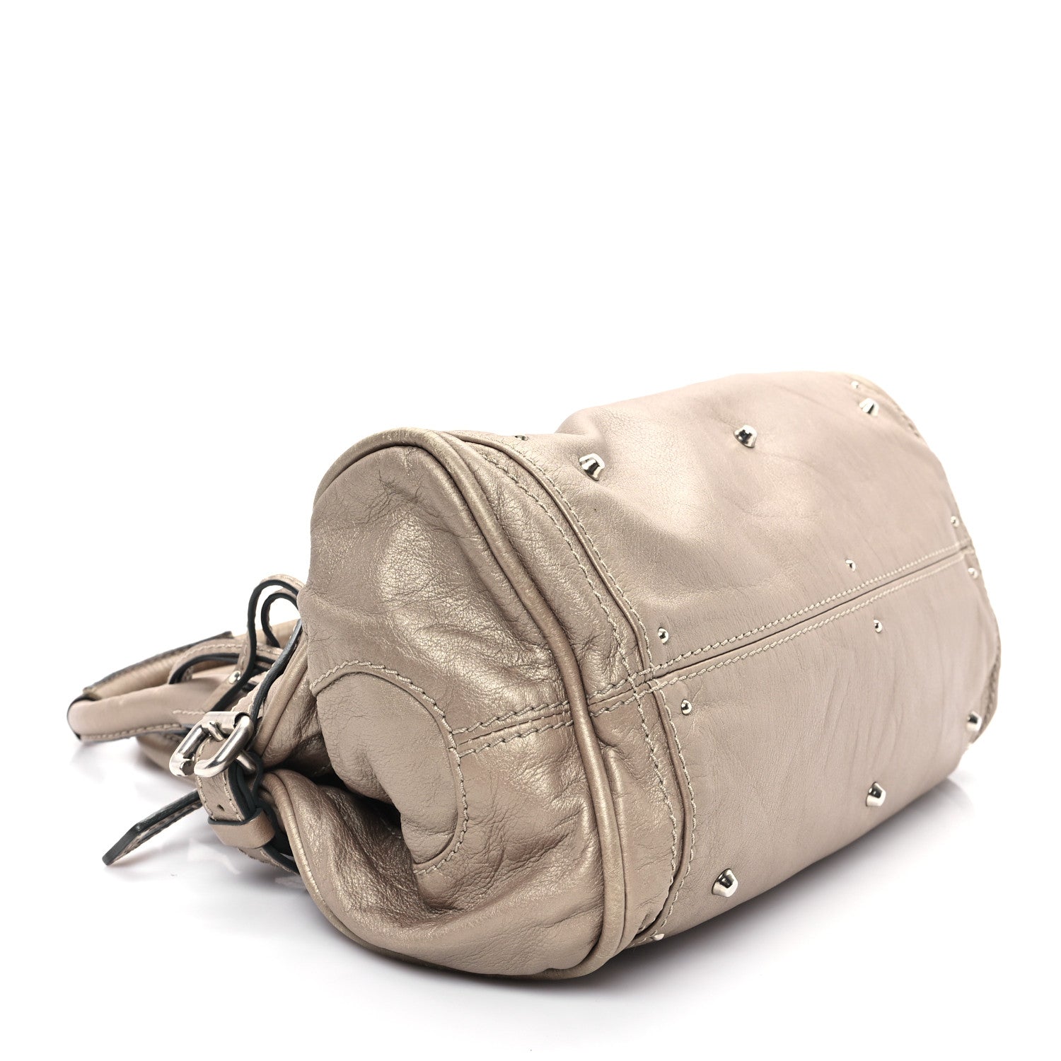 Chloe Metallic Calfskin Paddington Satchel Taupe 4 of 13