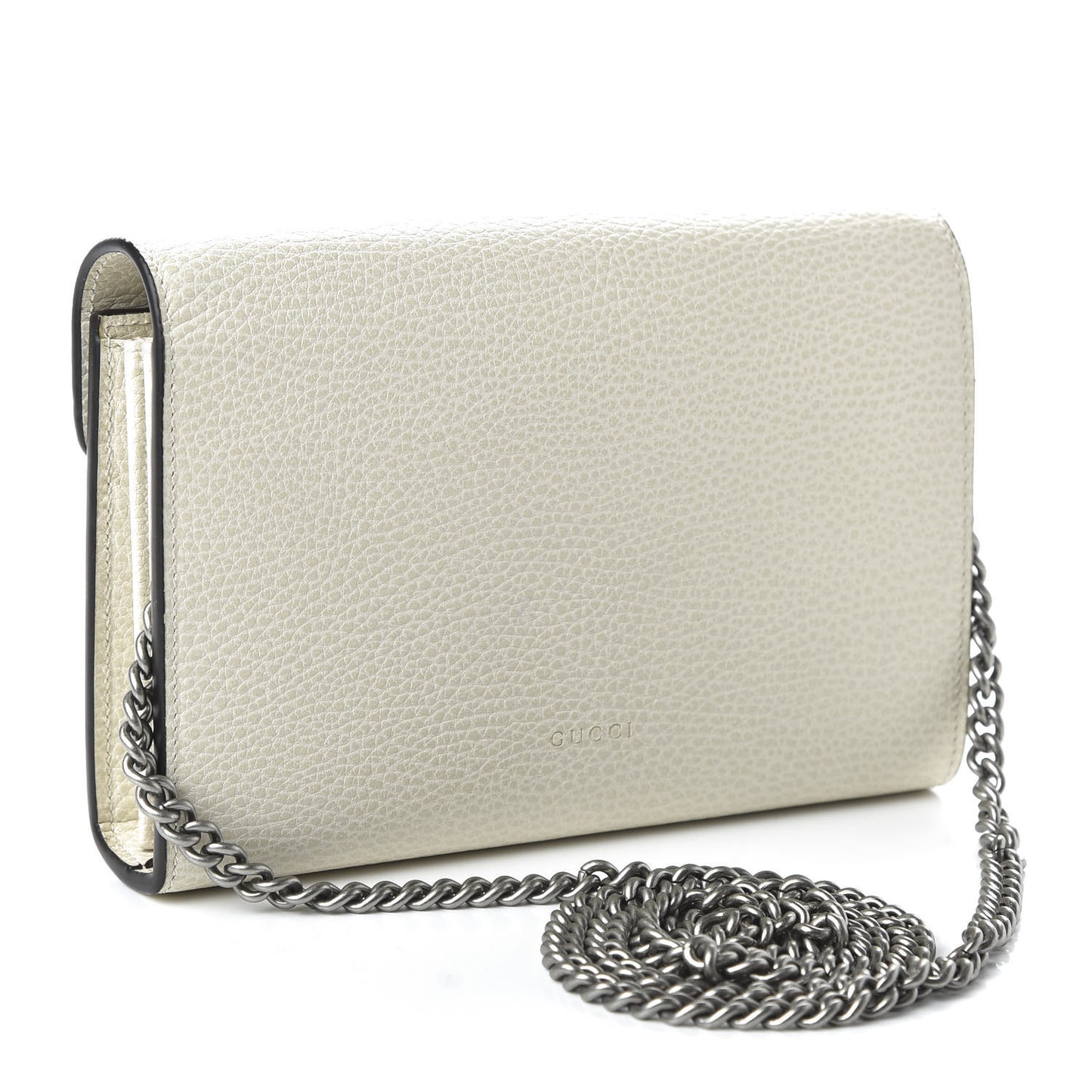 Dollar Calfskin Mini Dionysus Chain Wallet Mystic White