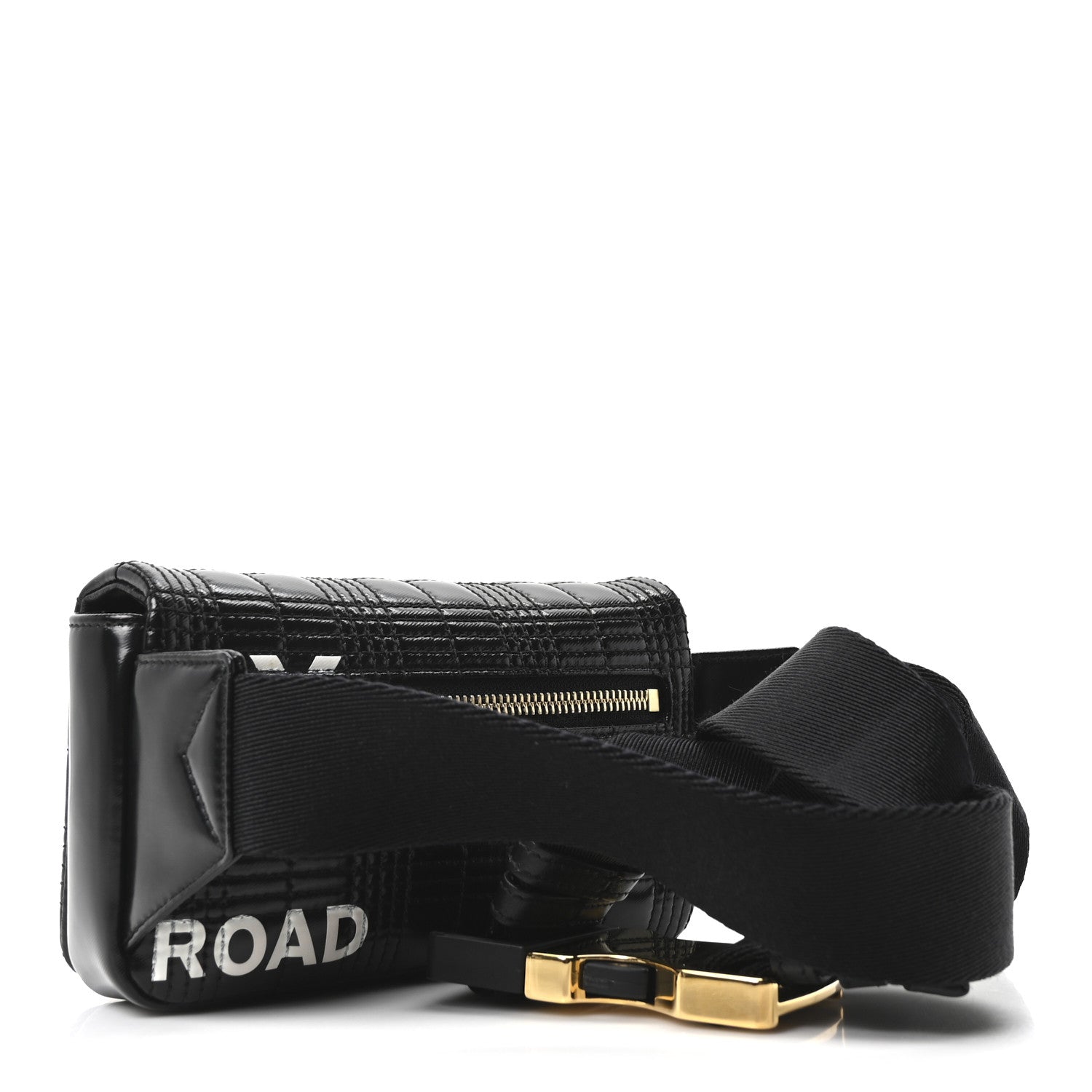 Burberry Patent Quilted Horseferry Print Lola Bum Bag Black