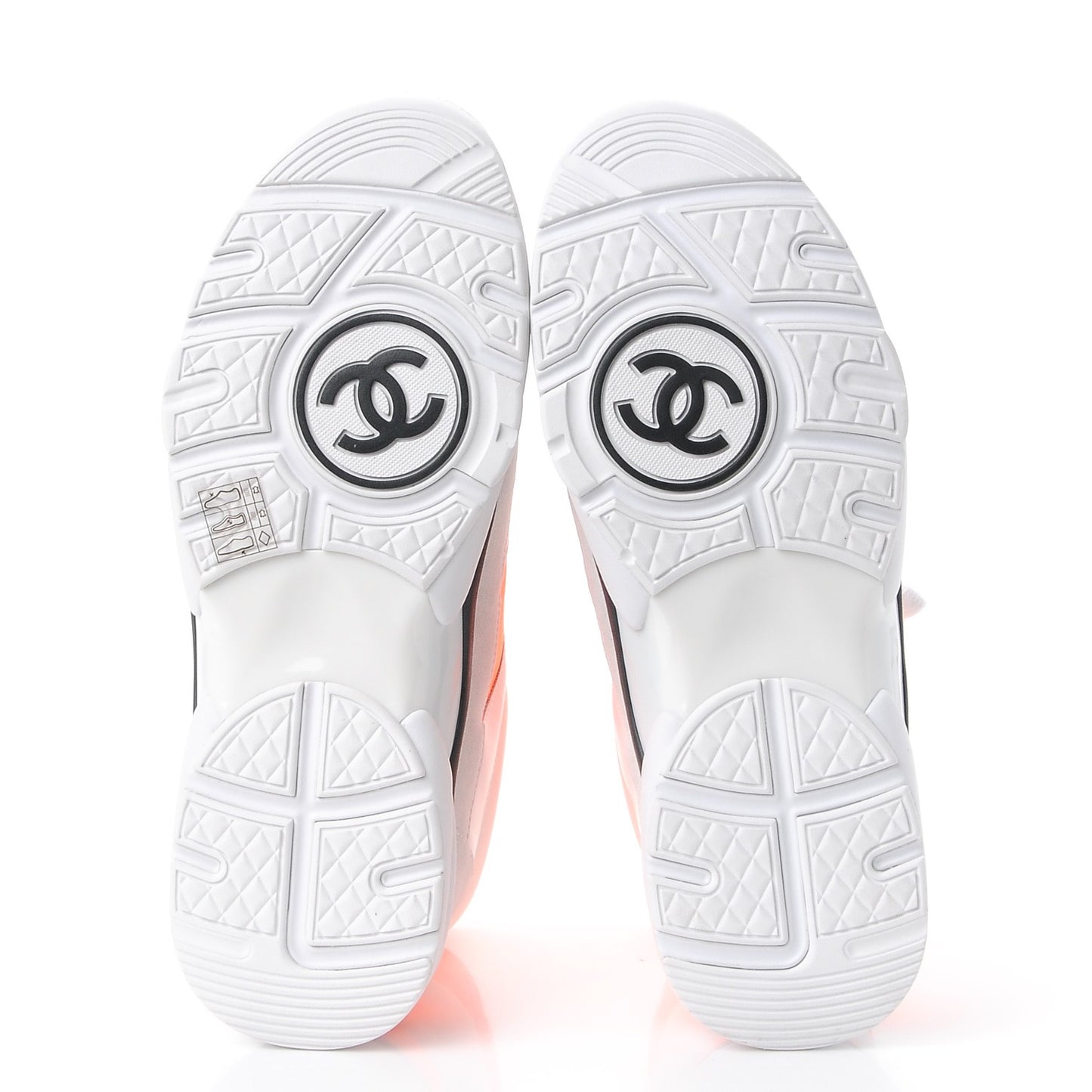 Suede Calfskin Lambskin Neoprene High Top CC Sneakers 38.5 White Fluo Orange