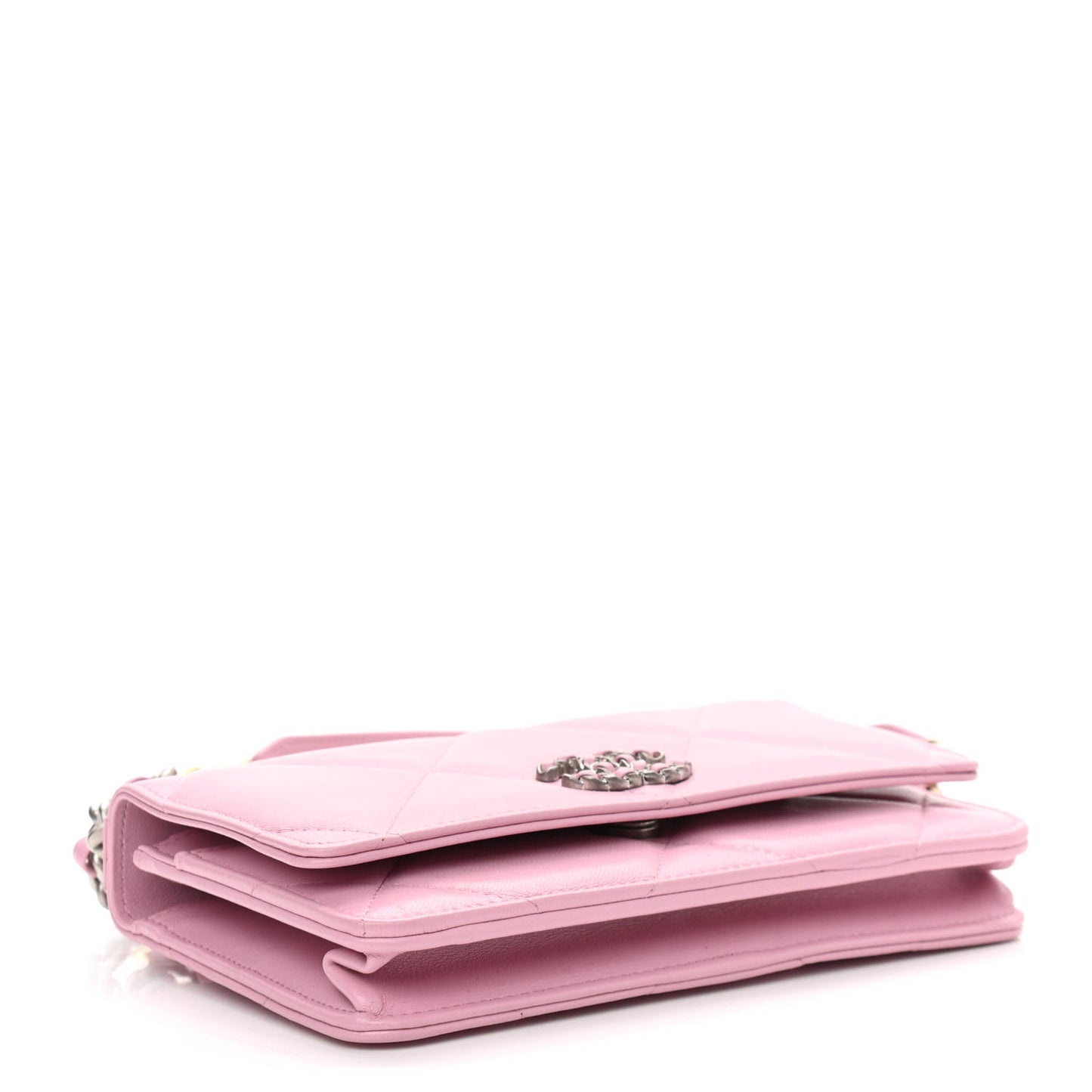 Lambskin Quilted Chanel 19 Wallet On Chain WOC Dark Pink