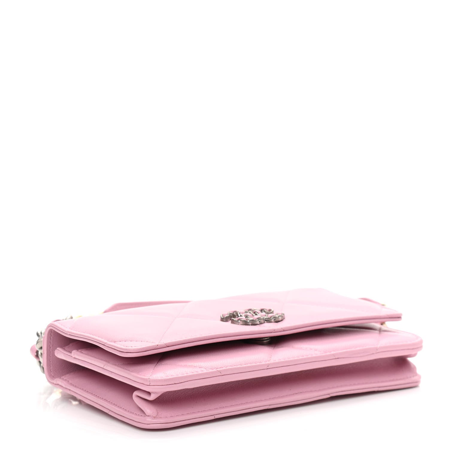 Chanel Lambskin Quilted Chanel 19 Wallet On Chain WOC Dark Pink 4 of 12