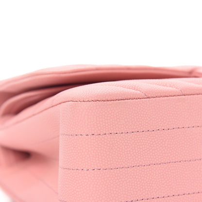 Chanel Caviar Chevron Quilted Medium Double Flap Pink 12 of 18
