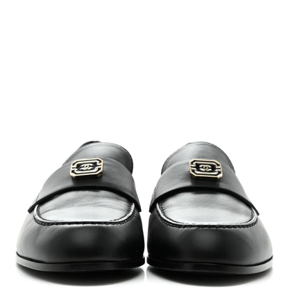 Chanel Lambskin Enamel CC Moccasin Loafers 37 Black 3 of 9