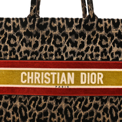 Christian Dior Canvas Velvet Embroidered Large Leopard Book Tote Tote Beige 8 of 10