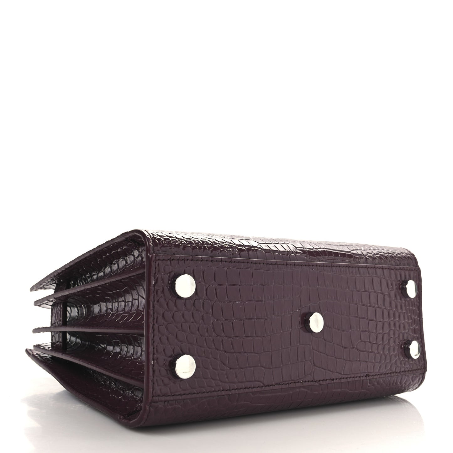 Calfskin Crocodile Embossed Nano Sac De Jour Bordeaux