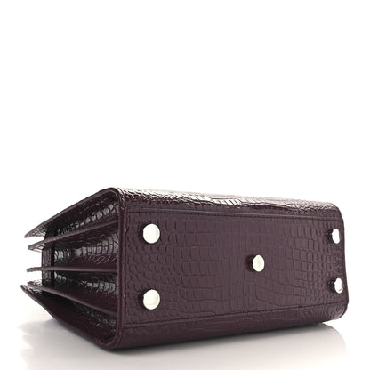 Saint Laurent Calfskin Crocodile Embossed Nano Sac De Jour Bordeaux 4 of 10