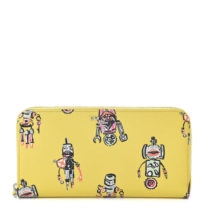 Prada Saffiano Robot Zip Around Wallet Giallo 1 of 7