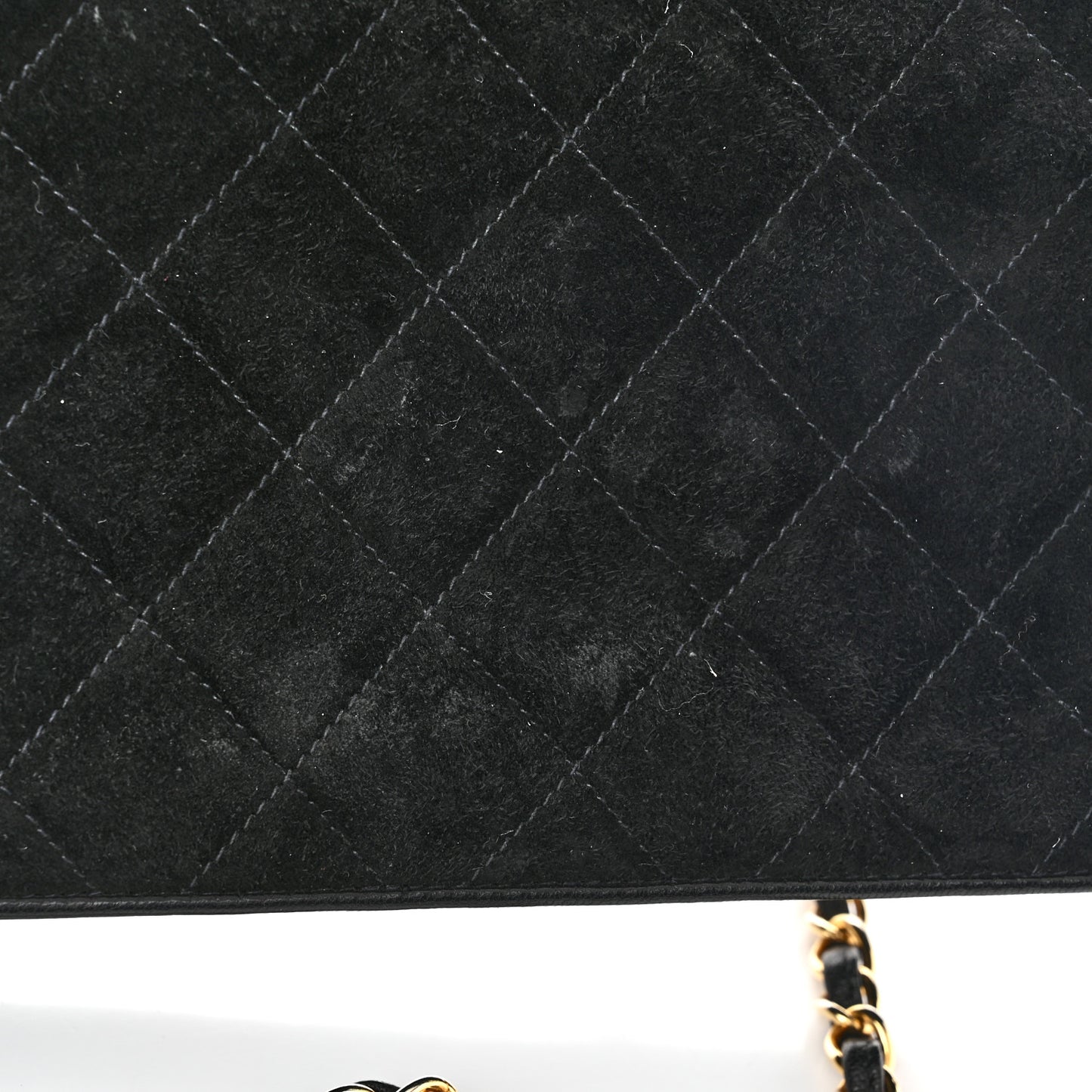 Suede Quilted CC Small Single Flap Black