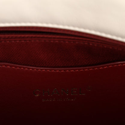 Chanel Aged Calfskin Quilted Medium Just Mademoiselle Bowling Bag White 6 of 11