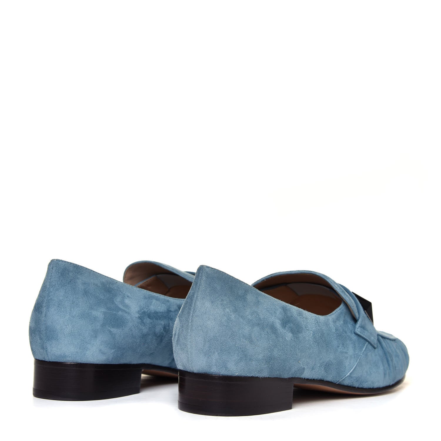 Valentino Garavani Suede Rockstud Loafers 40 Grey Sky 6 of 12