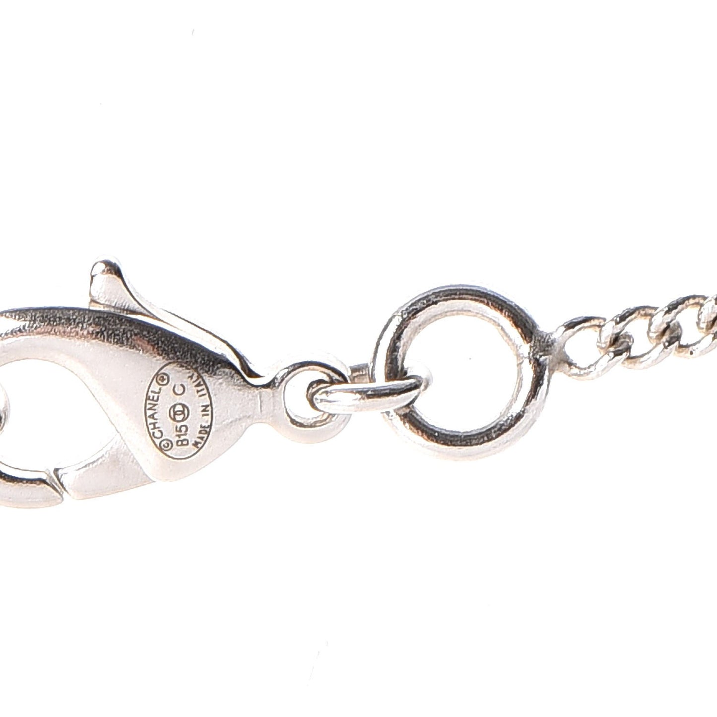 Crystal CC Pearl Drop Necklace Silver