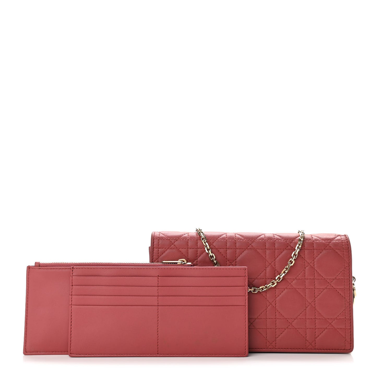 Lambskin Cannage Lady Dior Clutch Red