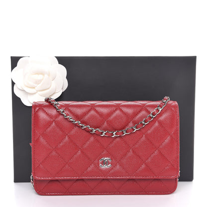 Chanel Caviar Quilted Wallet on Chain WOC Red 9 of 9