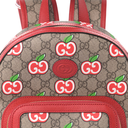 Gucci GG Supreme Monogram Apple Small Retro Interlocking G Day Backpack Beige Multicolor Lobster Red 8 of 12