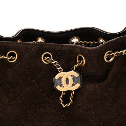 Chanel Suede Quilted Mini Chanel 25 Handbag Dark Brown 8 of 11