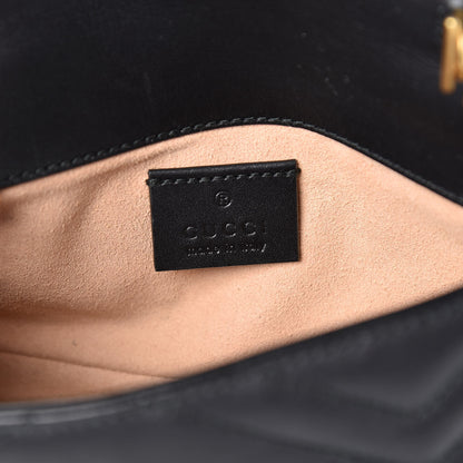 Gucci Calfskin Matelasse Super Mini GG Marmont Shoulder Bag Black 6 of 10