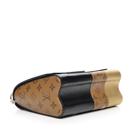 Louis Vuitton Calfskin Reverse Monogram Studded Twist Shoulder Bag MM Black Gold 4 of 9