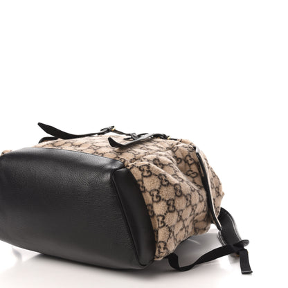 Gucci Covered Wool GG Monogram Large Double Buckle Backpack Beige Ebony Black 8 of 13