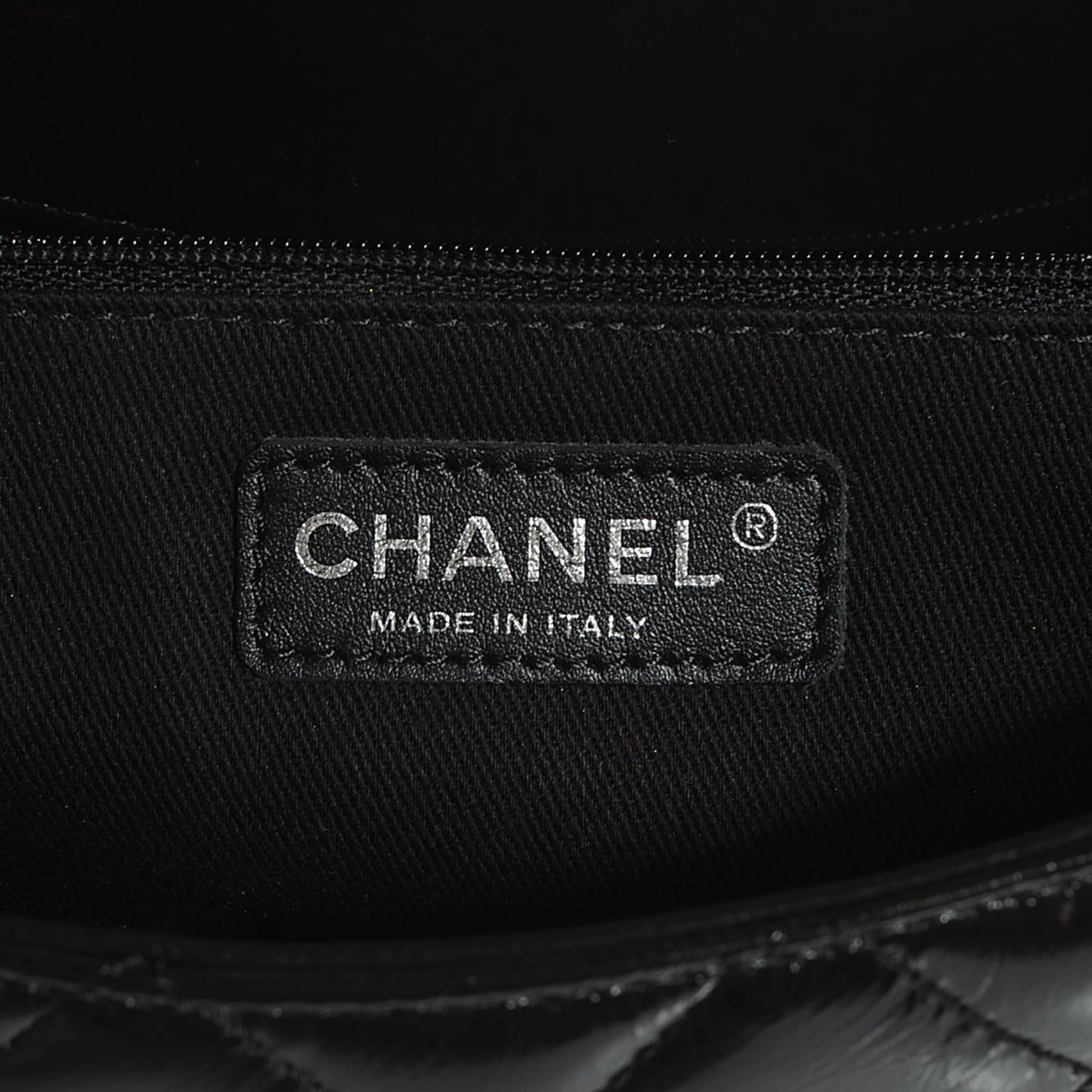Glazed Calfskin Small CC Delivery Tote Black