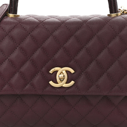 Chanel Caviar Lizard Embossed Quilted Small Coco Handle Flap Burgundy 8 of 11