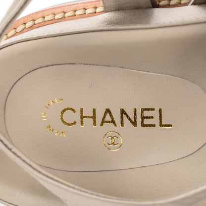 Chanel Satin Chain Flat Sandals 37 Beige 7 of 7