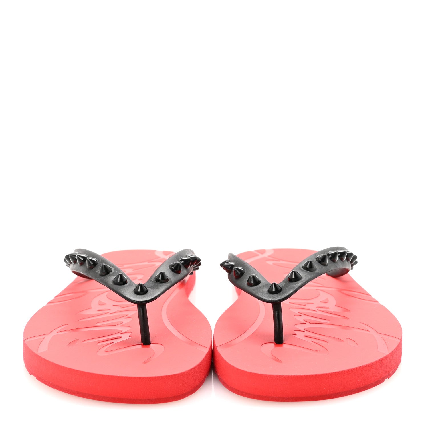 Christian Louboutin Rubber Spike Loubi Donna Flip Flop 41 Black Red 3 of 9