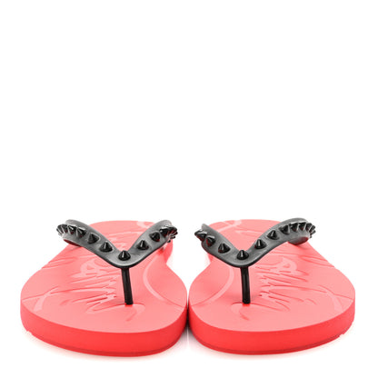 Christian Louboutin Rubber Spike Loubi Donna Flip Flop 41 Black Red 3 of 9