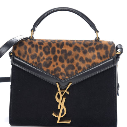 Saint Laurent Suede Leopard Print Mini Classic Monogram Cassandra Top Handle Manto Naturale Black 8 of 8