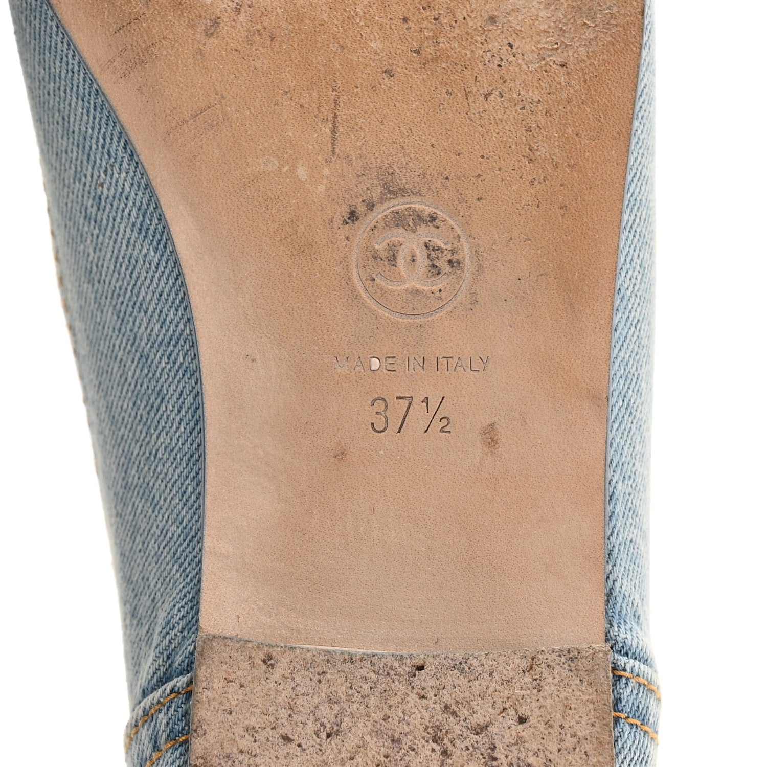 Chanel Denim CC Cap Toe Ballerina Flats 37.5 Light Blue 7 of 10