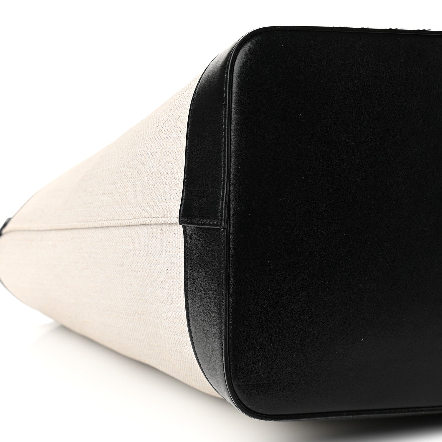 Saint Laurent Canvas Calfskin Teddy Drawstring Shopping Tote White Black 9 of 10