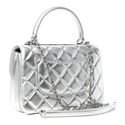 Chanel Metallic Lambskin Quilted Small Trendy CC Flap Dual Handle Bag Silver 3 of 10