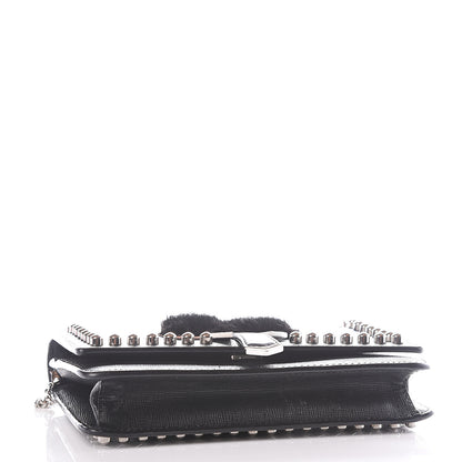 Fendi Vitello Elite Mink Fur Studded Karlito Tube Wallet on Chain Black 3 of 10