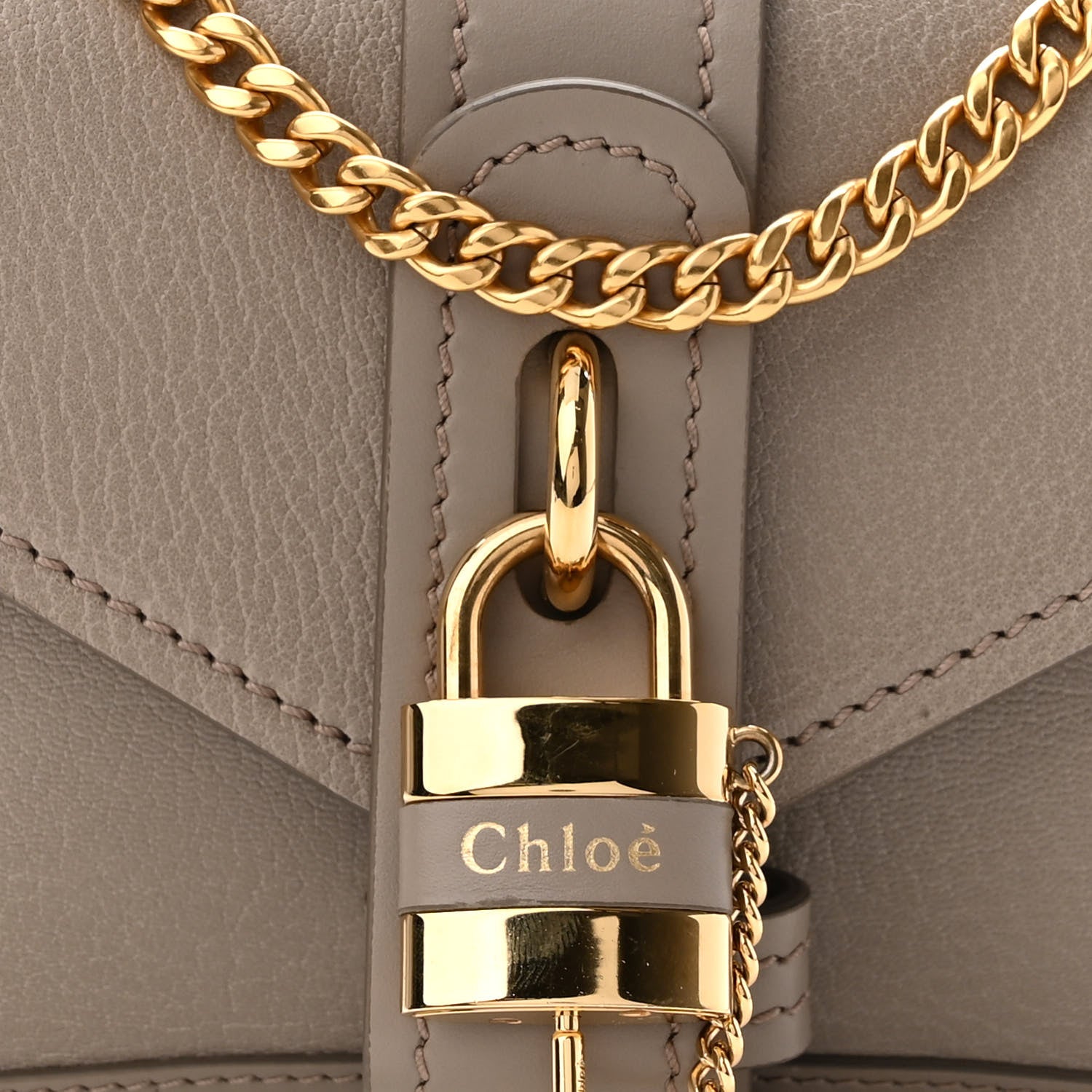 Chloe Shiny Goatskin Calfskin Mini Aby Chain Shoulder Bag Motty Grey 7 of 9