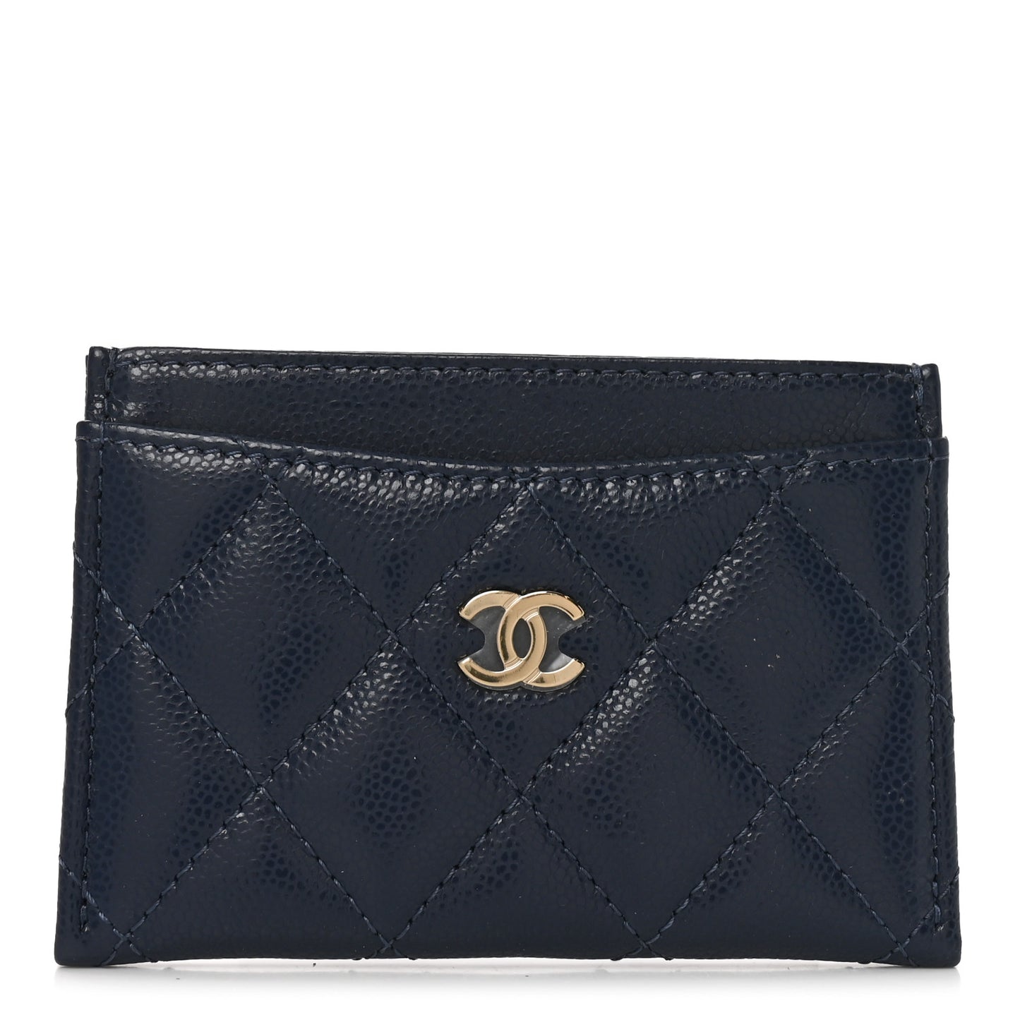 Caviar Quilted Card Holder Blue