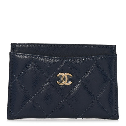 Chanel Caviar Quilted Card Holder Blue 1 of 8