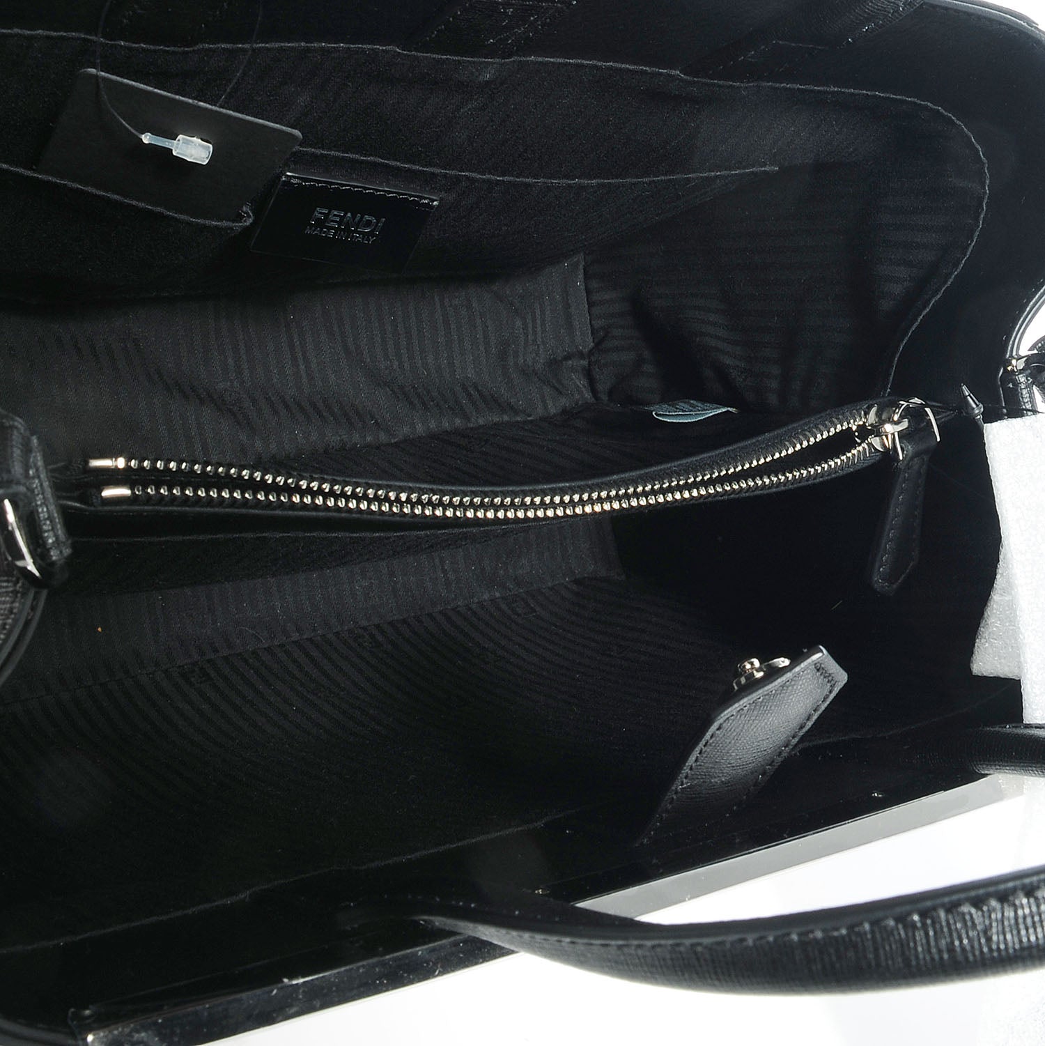 Fendi Textured Calfskin Geometric Degrade Medium 2Jours Tote Black Grey 5 of 9