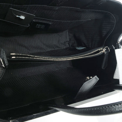 Fendi Textured Calfskin Geometric Degrade Medium 2Jours Tote Black Grey 5 of 9