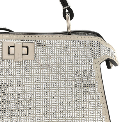 Fendi Crystal Vitello Laminato FF Petite Peekaboo I SEE U Satchel Crystal Argento 8 of 11