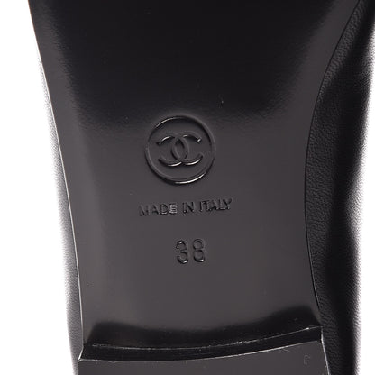 Chanel Lambskin Patent Cap Toe Ballerina Flats 38 Black 6 of 9